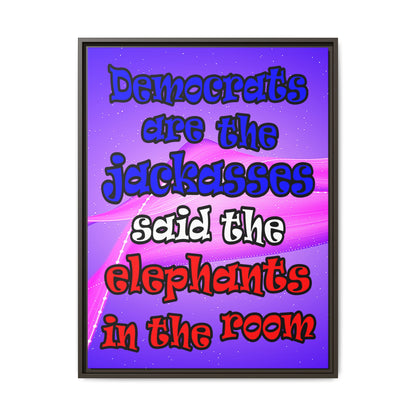 donkeys and elephants - framed canvas art (purple-pink wave)