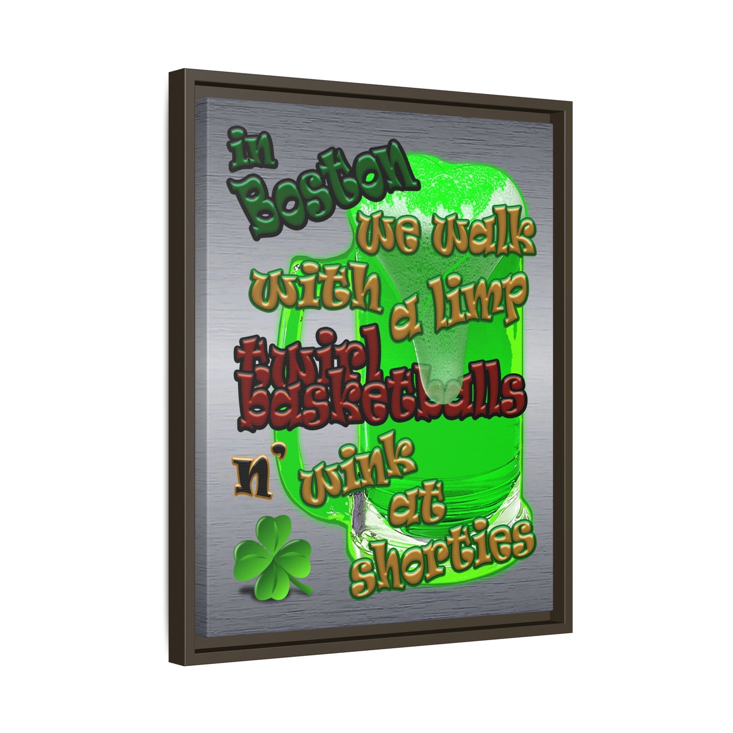 celtics logo - framed canvas art (brushed nickel)