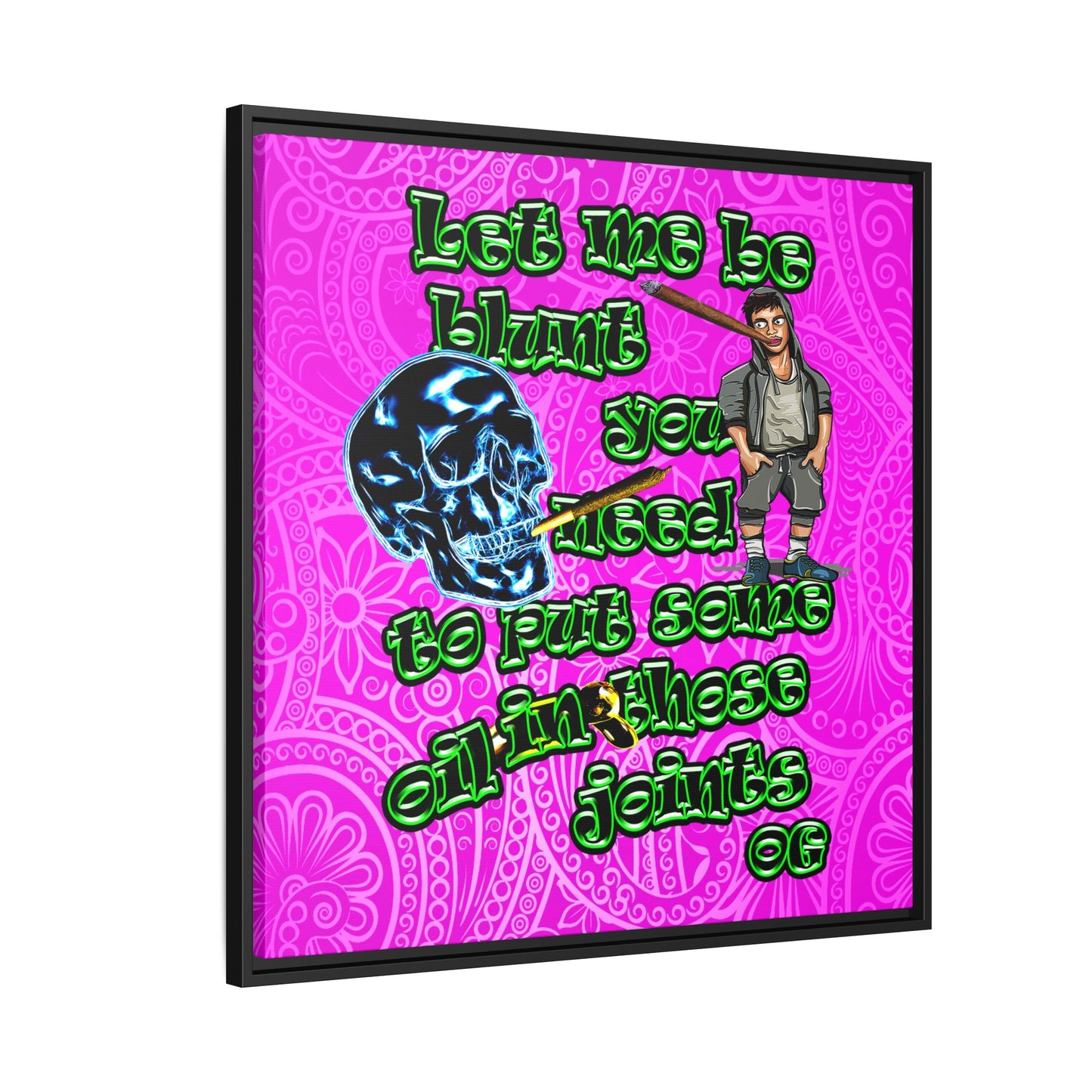 og - framed canvas art (pink swirl)