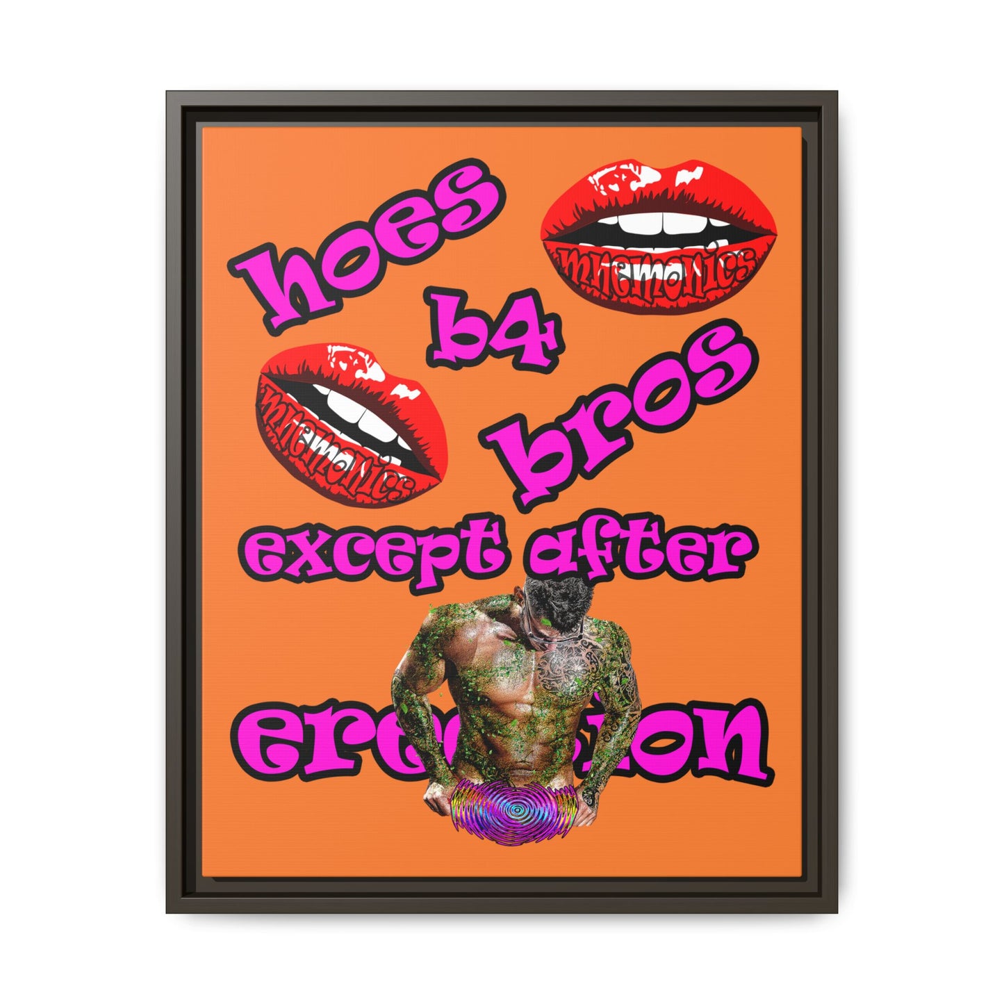 hoes b4 bros - framed canvas art (crusta)
