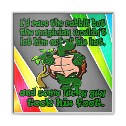 turtle race - framed canvas art (rainbow split)