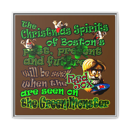 christmas spirits of boston - framed canvas art (brown)