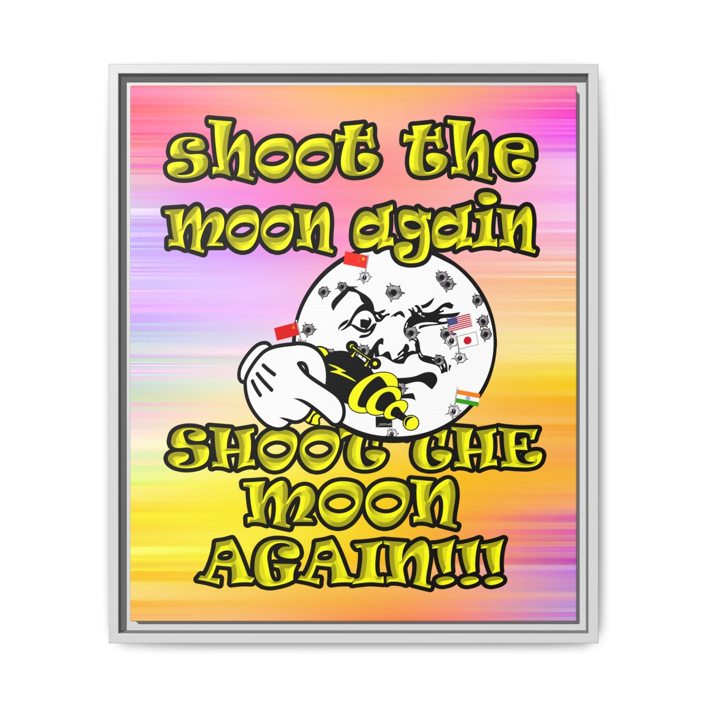 shoot the moon again - framed canvas art (color blur)