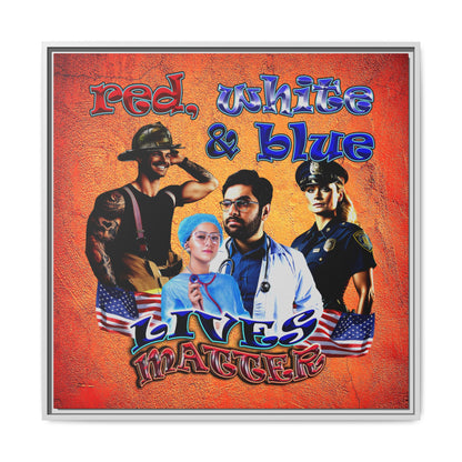 rw&b lives matter - framed canvas art (burnt orange)