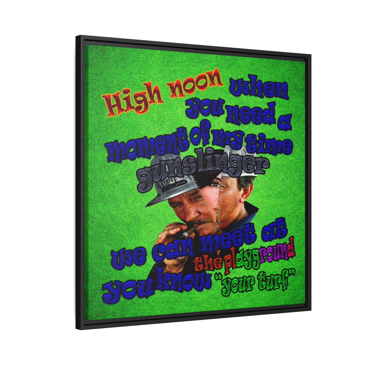high noon - framed canvas art (green turf)