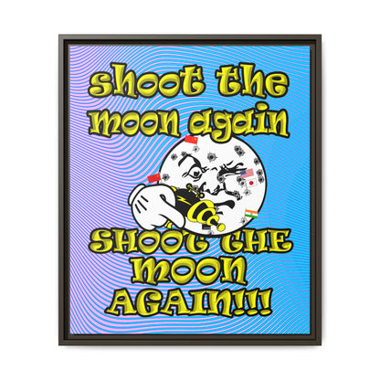 shoot the moon again - framed canvas art (light blue-purple wave)