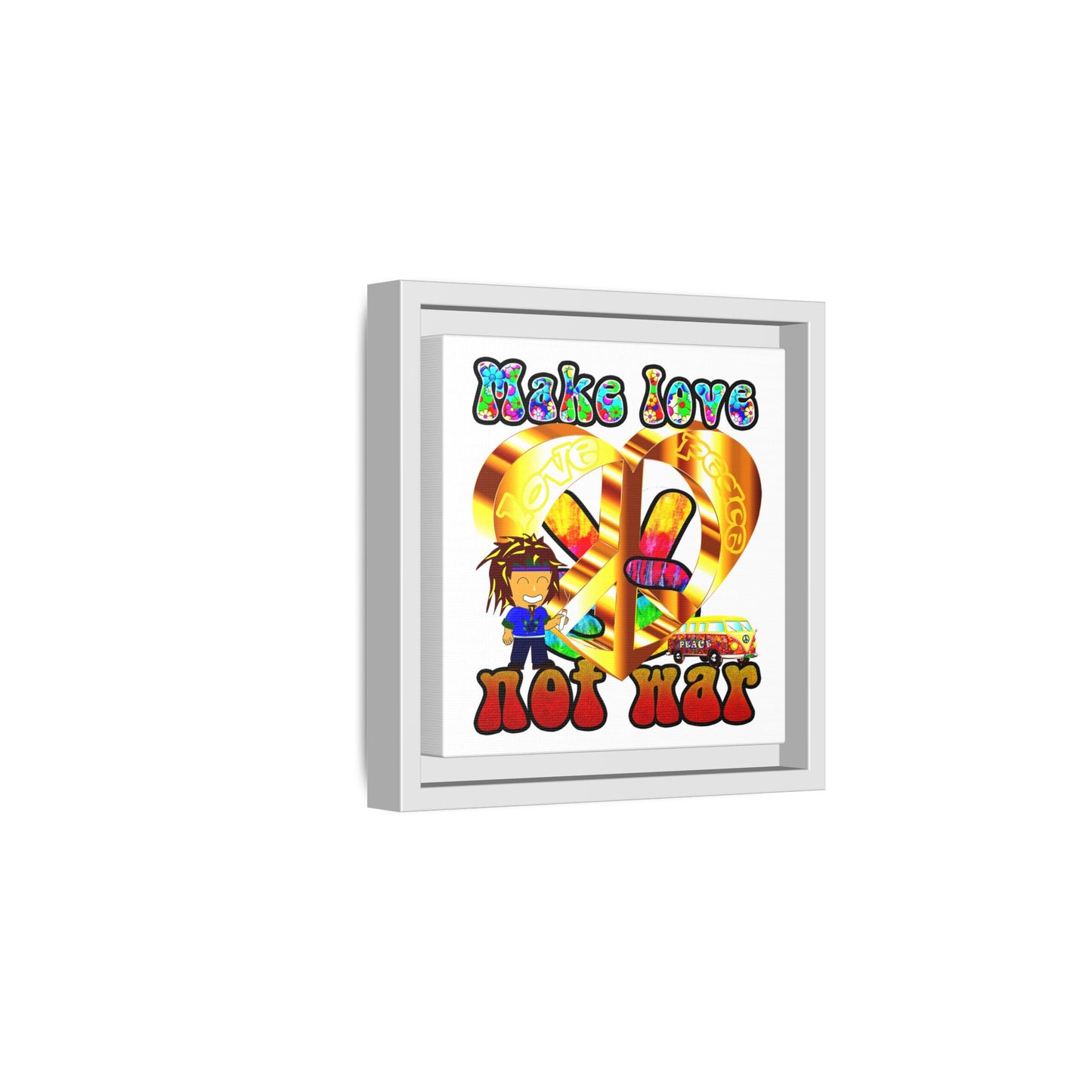 love peace - framed canvas art (white)