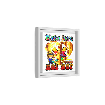 love peace - framed canvas art (white)