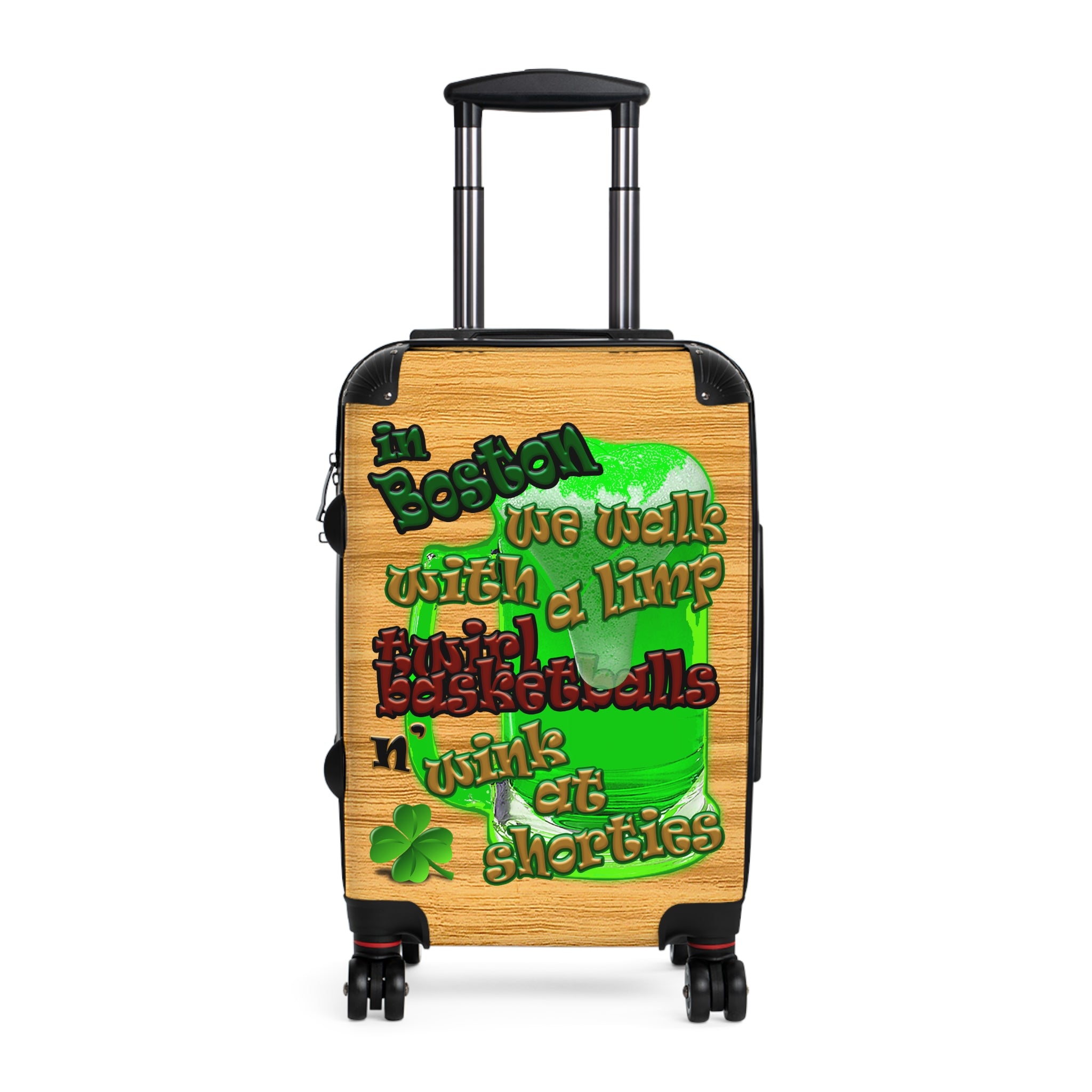 celtics logo - Suitcase (butterscotch wood finish)