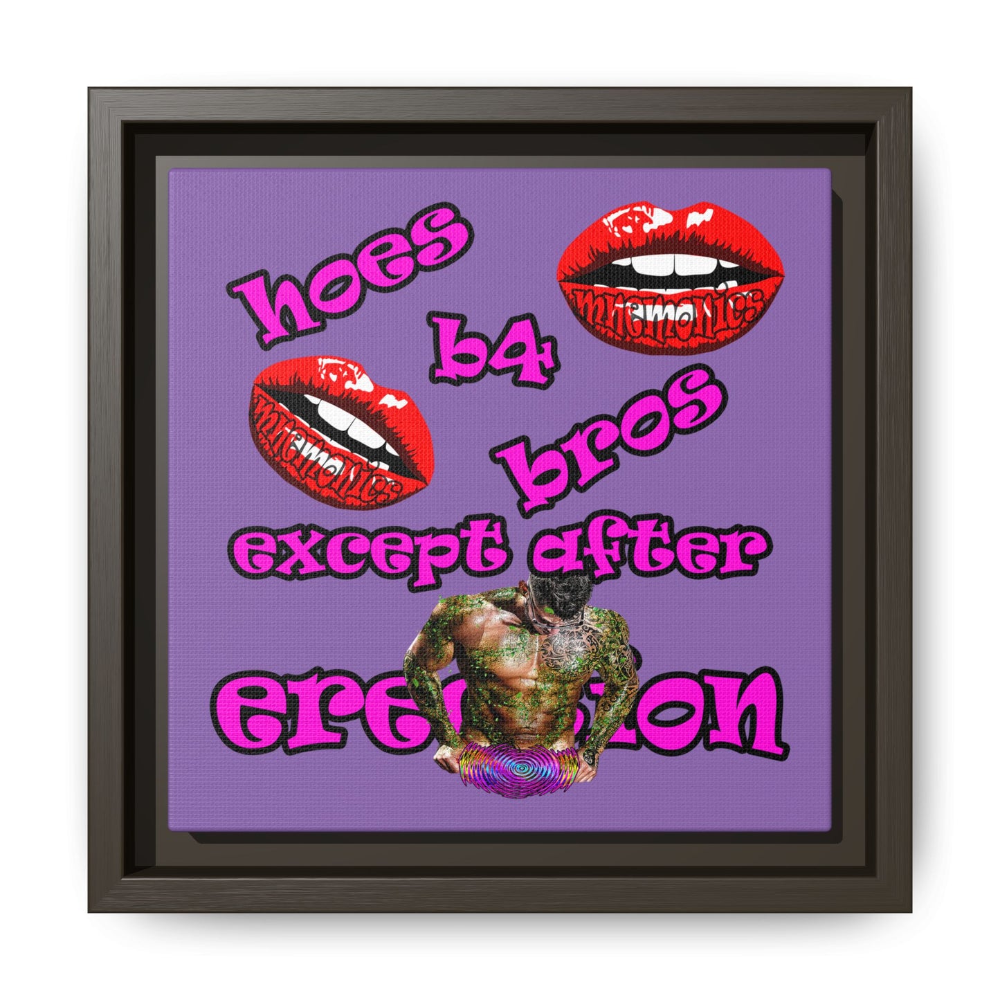 hoes b4 bros - framed canvas art (light purple)