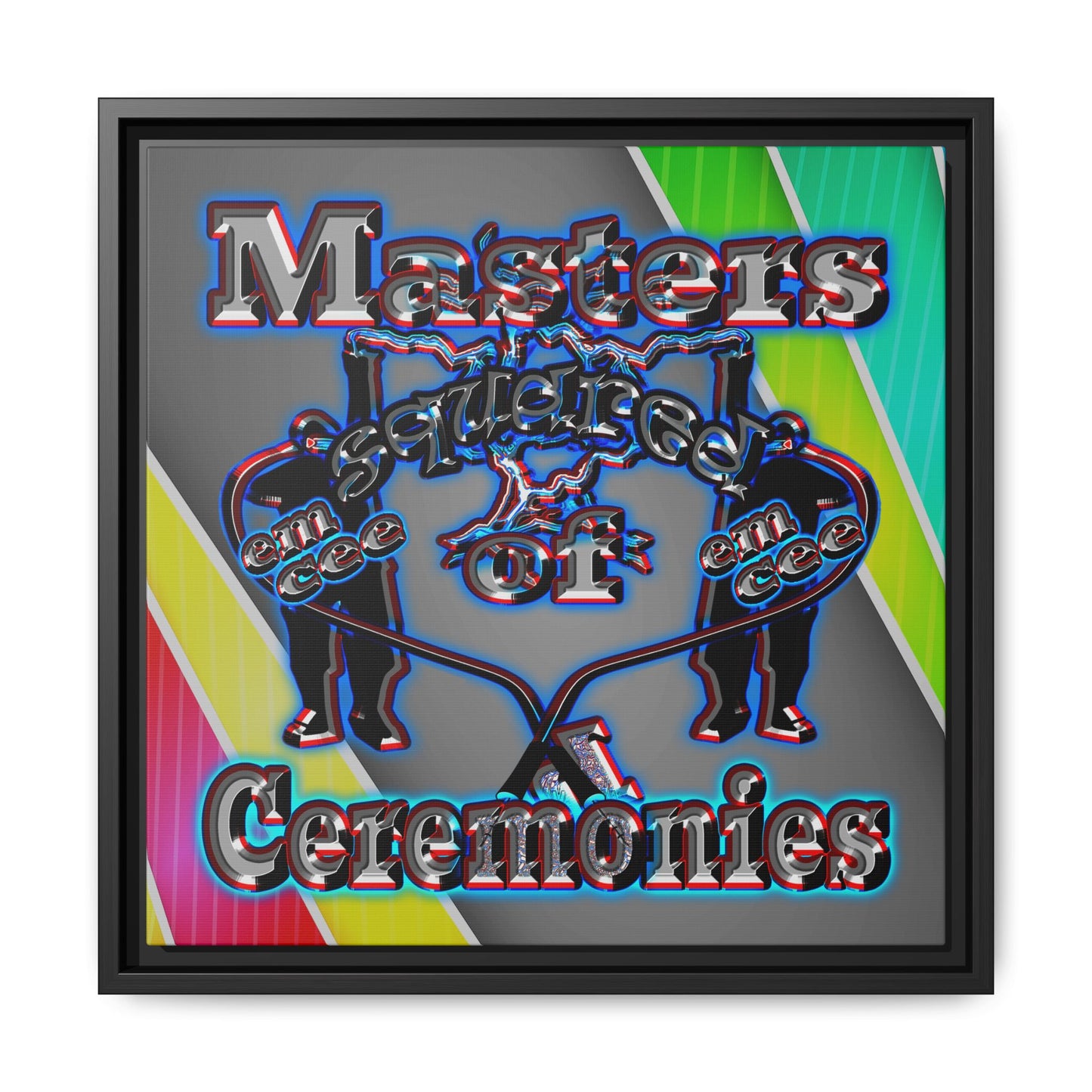 em cee squared - framed canvas art (rainbow split)