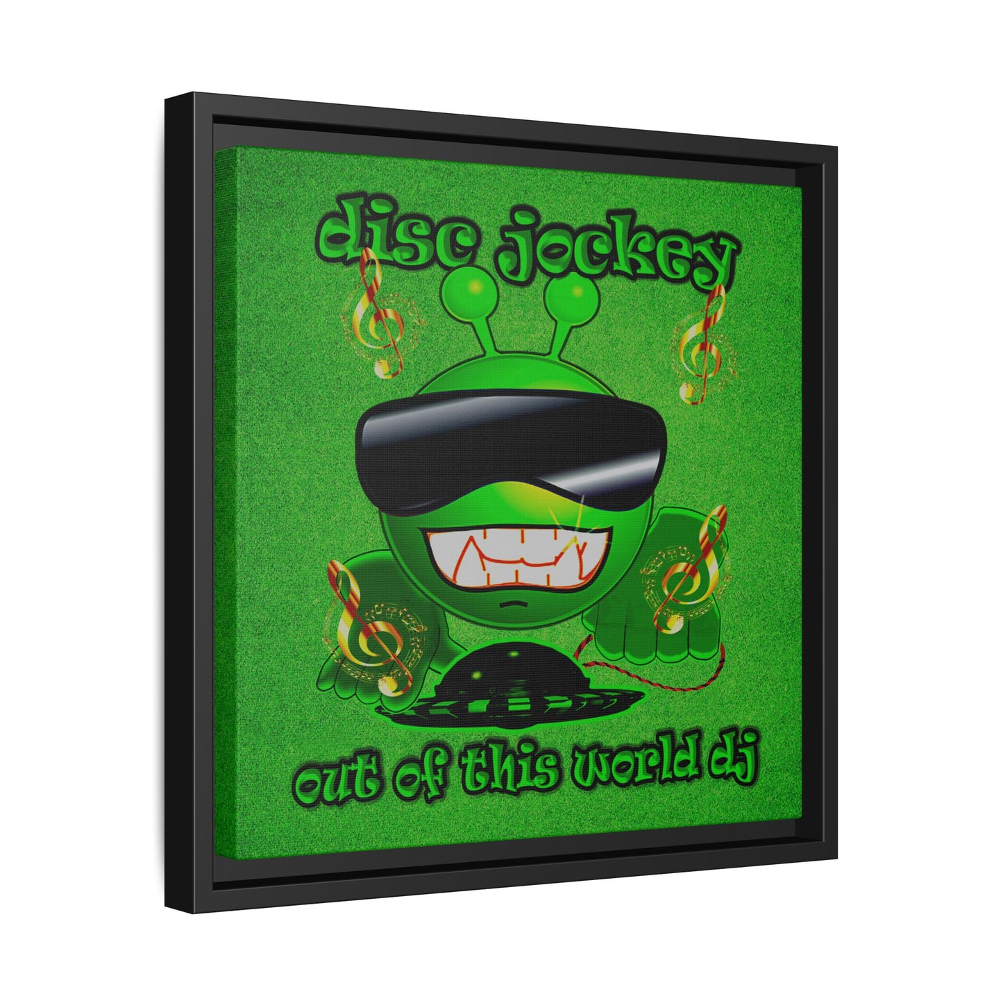 disc jockey - framed canvas art (green turf)