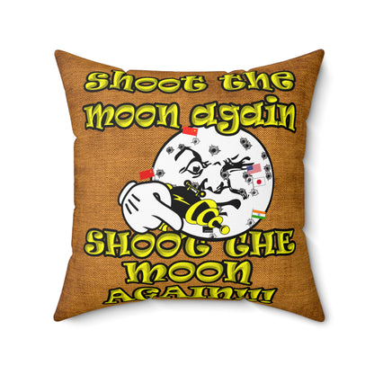 shoot the moon again - Spun Polyester Square Pillow - (dichromatic brown papyrus)