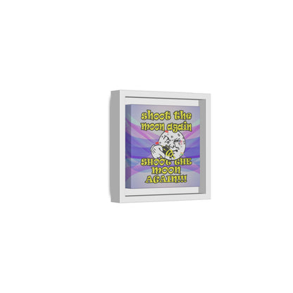 shoot the moon again - framed canvas art (light blue-pink wave)