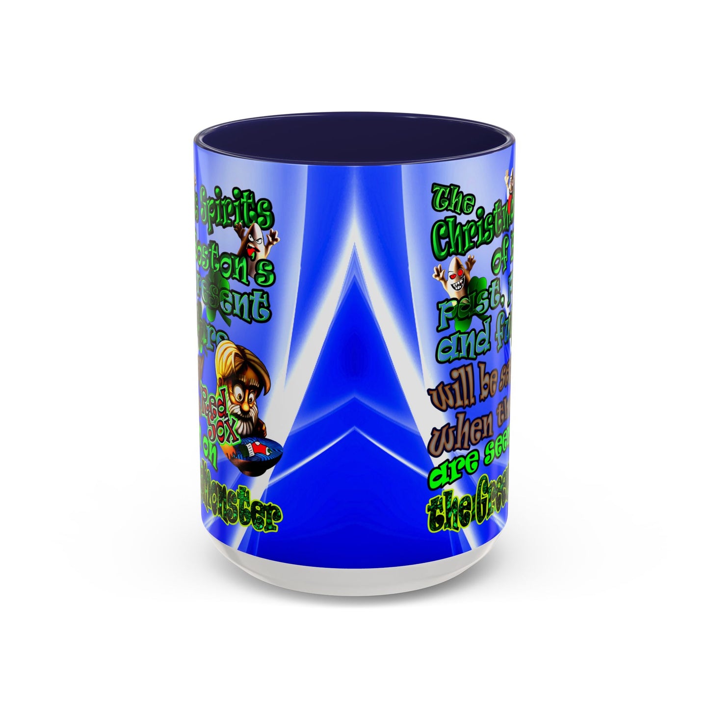 christmas spirits of boston - Accent Mug (blue-white wave)