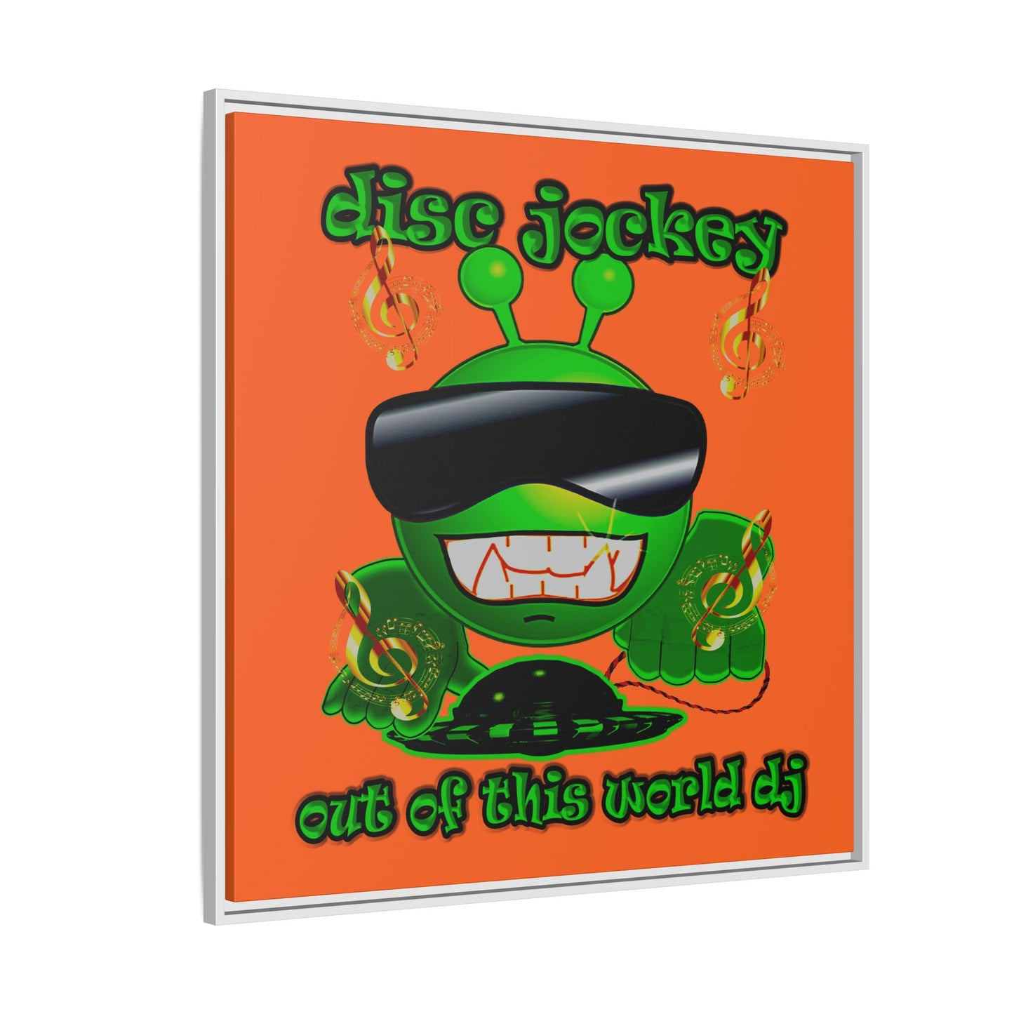 disc jockey - framed canvas art (orange)
