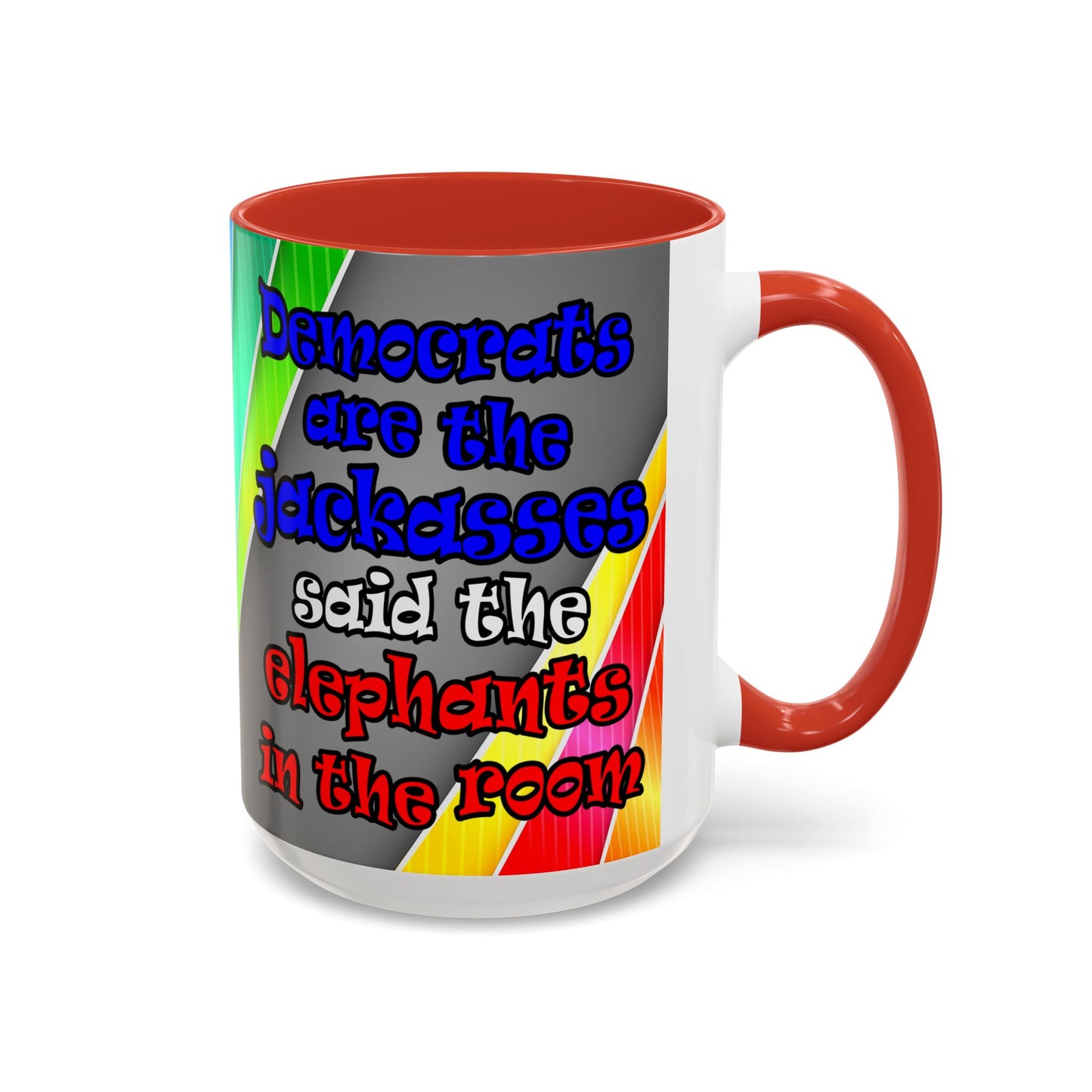 donkeys and elephants - Accent Mug (rainbow split)