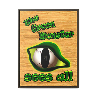 green monster - framed canvas art (butterscotch wood finish)