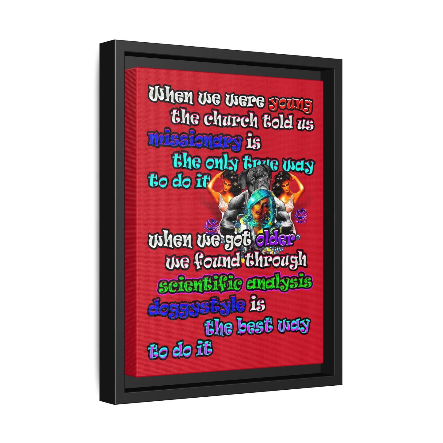 doggystyle - framed canvas art (dark red)
