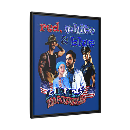 rw&b lives matter - framed canvas art (dark blue)