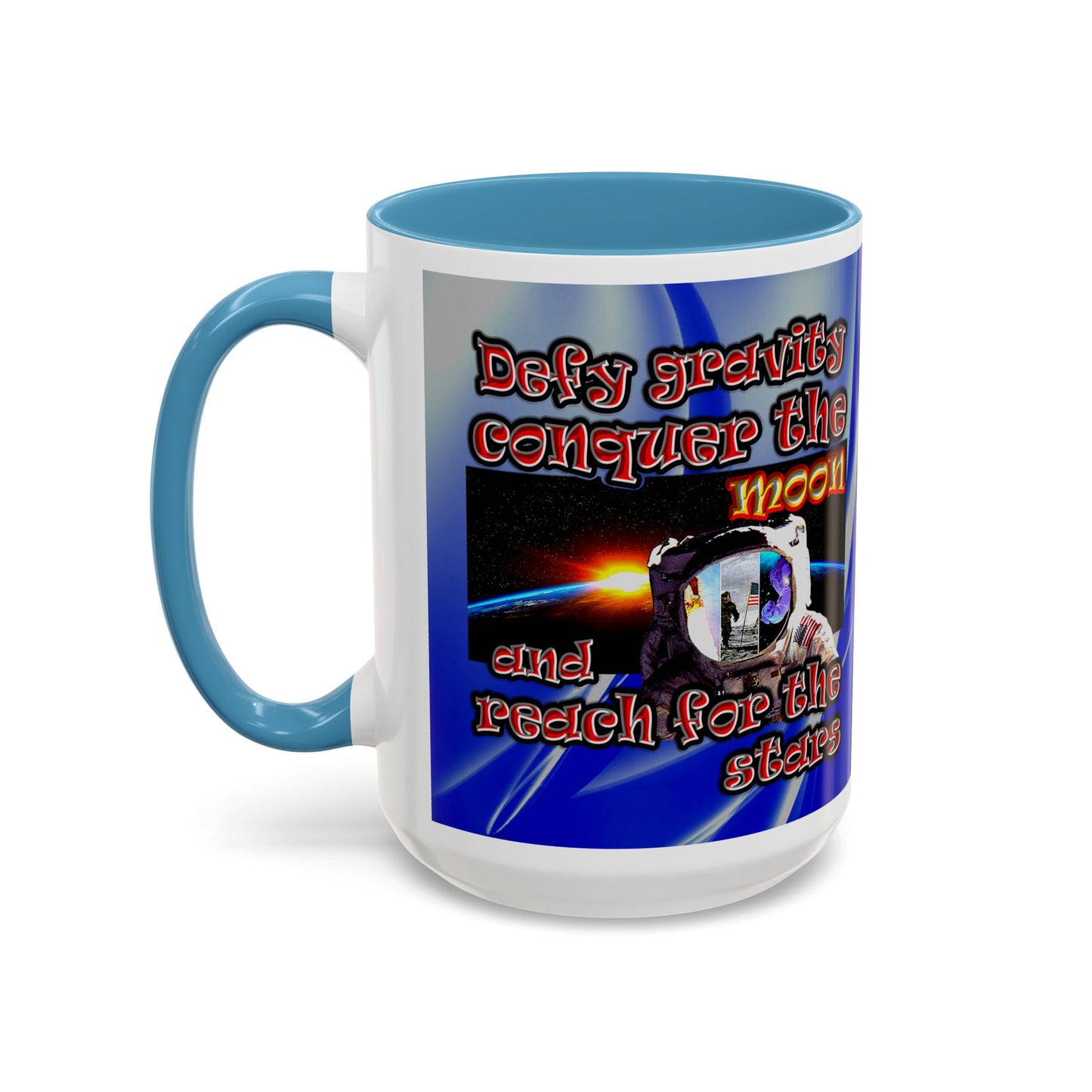 defy conquer reach - Accent Mug (blue-white wave)