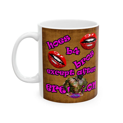 hoes b4 bros - White Mug (brown papyrus)