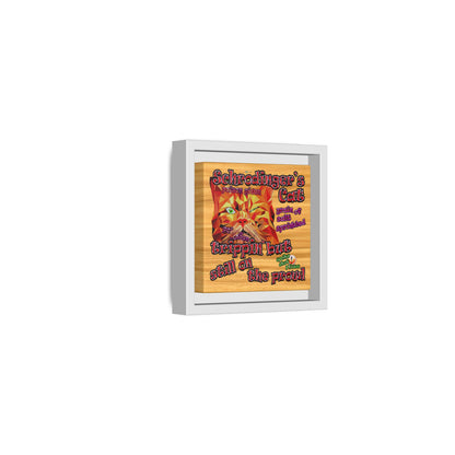 schrodinger's cat - framed canvas art (butterscotch wood finish)