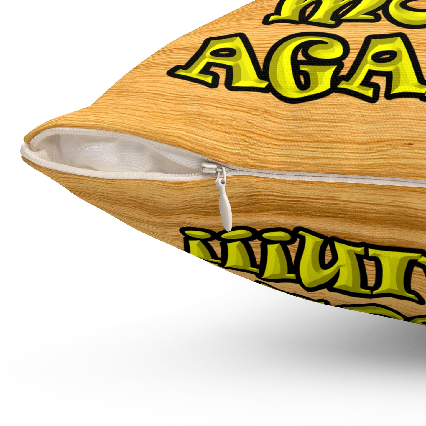 shoot the moon again - Spun Polyester Square Pillow - (butterscotch wood finish)
