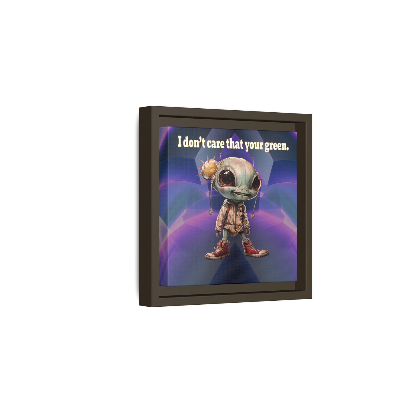 I don't care that your green - framed canvas art (grey-pink wave)