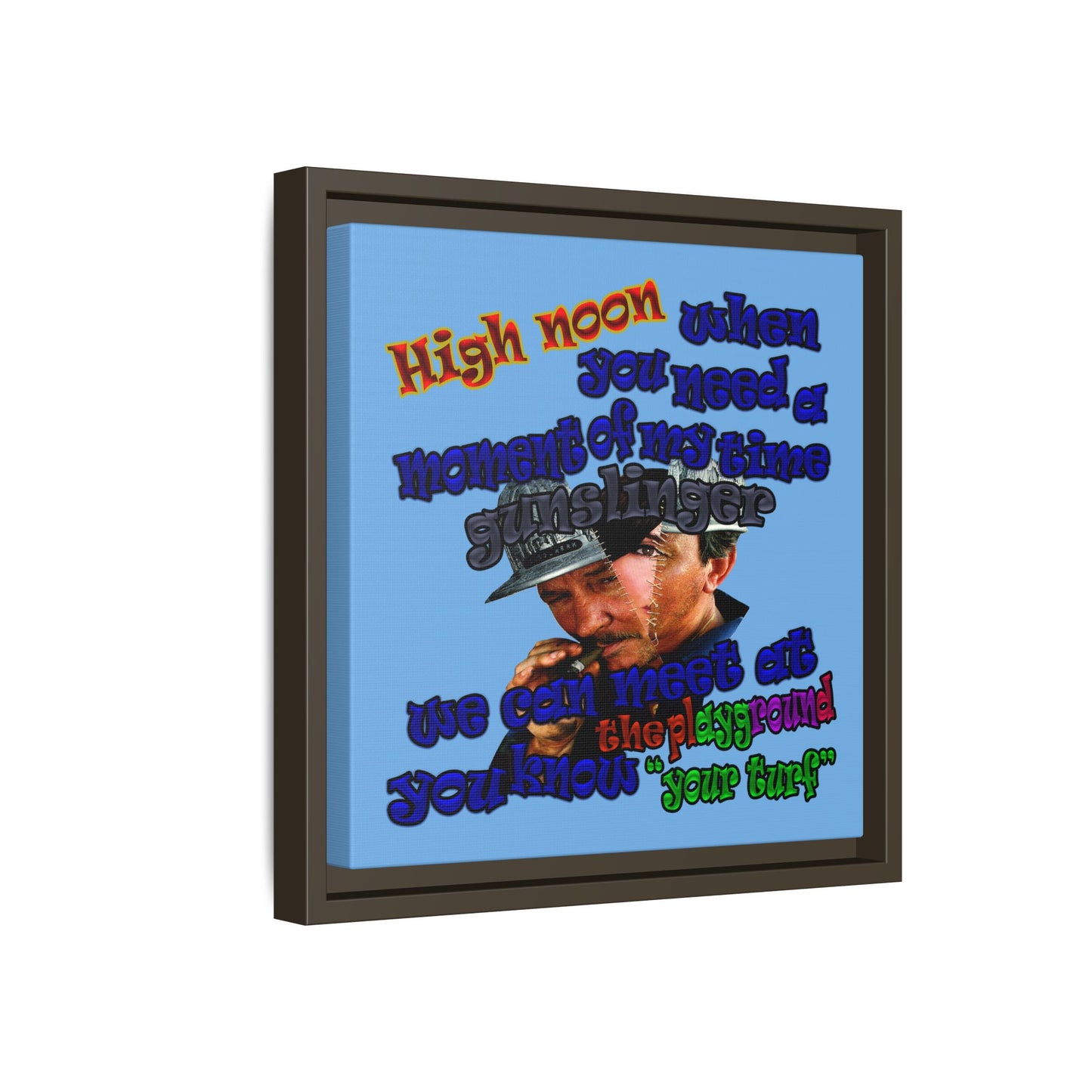 high noon - framed canvas art (light blue)