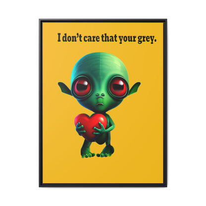 I don't care that your grey - framed canvas art (yellow)