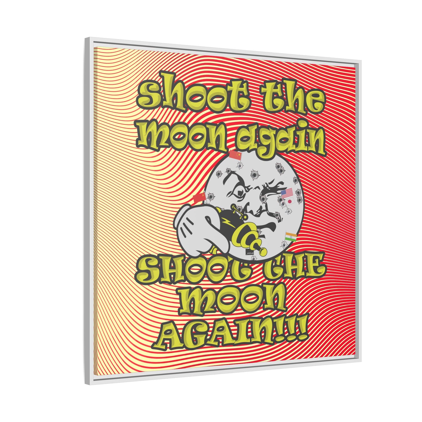 shoot the moon again - framed canvas art (yellow-orange wave)