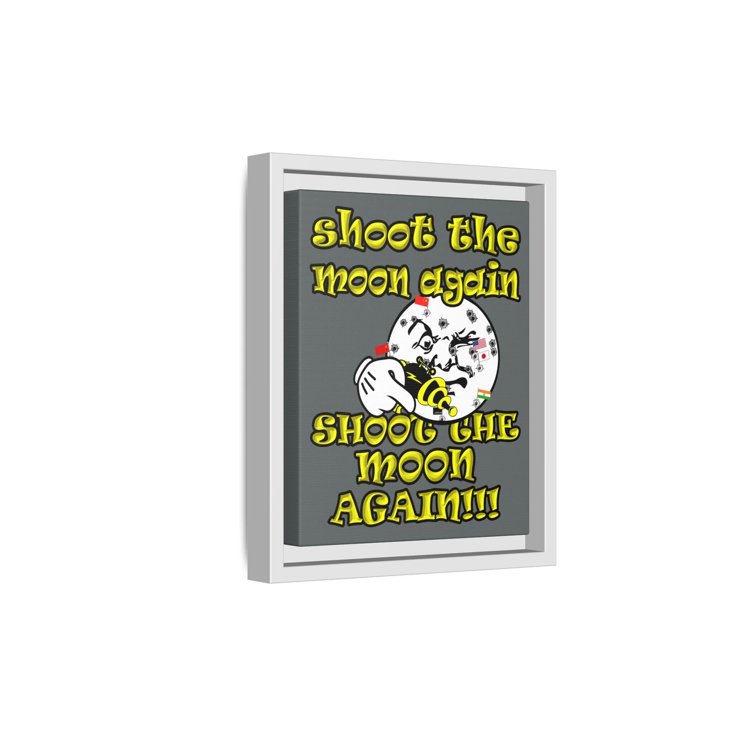 shoot the moon again - framed canvas art (dark grey)