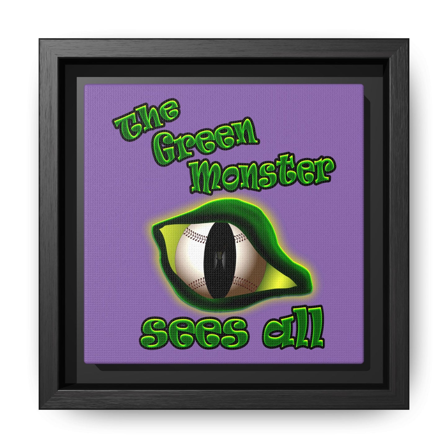 green monster - framed canvas art (light purple)
