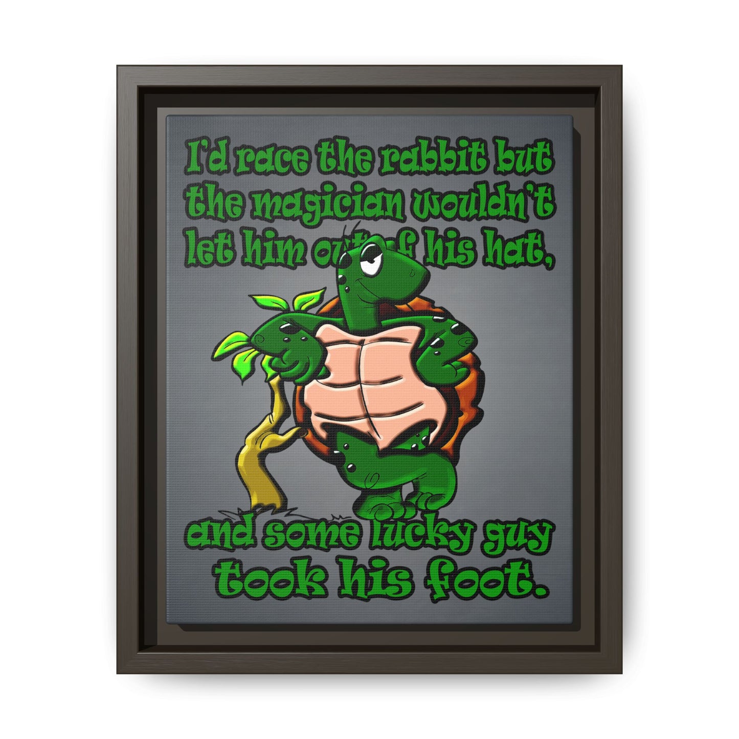 turtle race - framed canvas art (grey-light grey)