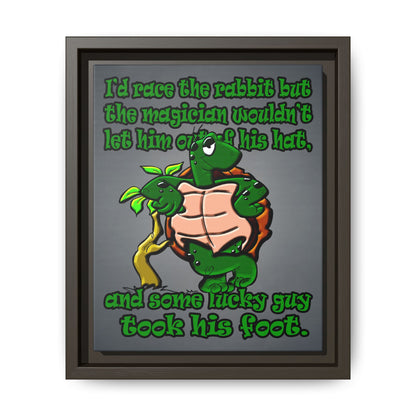 turtle race - framed canvas art (grey-light grey)