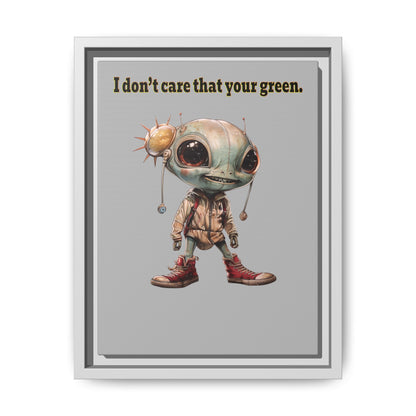 I don't care that your green - framed canvas art (light grey)