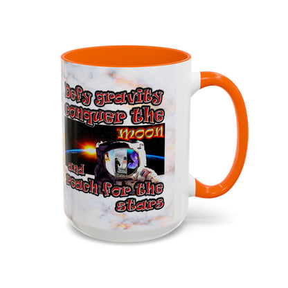 defy conquer reach - Accent Mug (white marble)