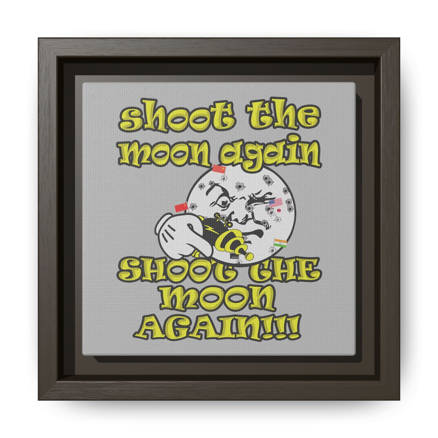 shoot the moon again - framed canvas art (light grey)