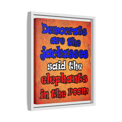 donkeys and elephants - framed canvas art (burnt orange)