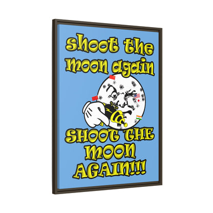 shoot the moon again - framed canvas art (light blue)