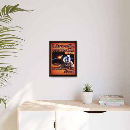 defy conquer reach - framed canvas art (burnt orange)
