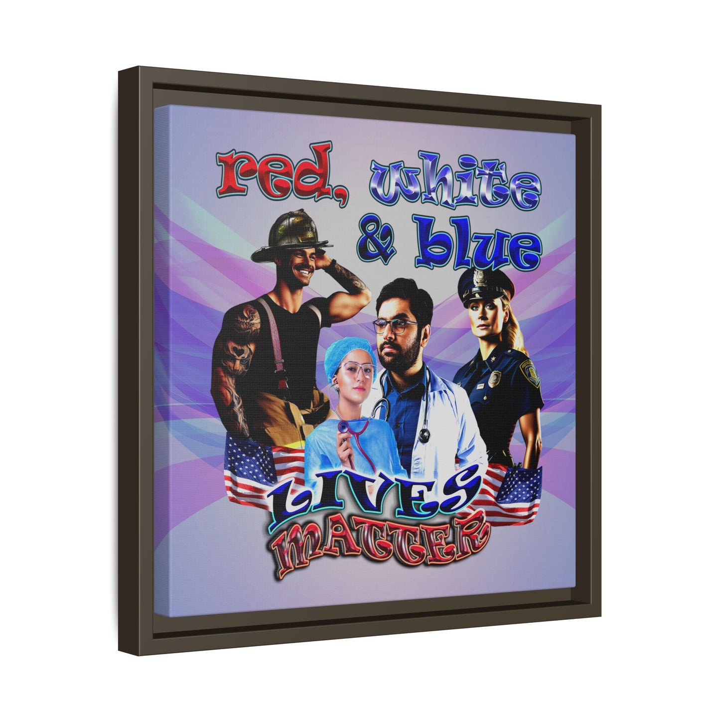 rw&b lives matter - framed canvas art (light blue-pink wave)