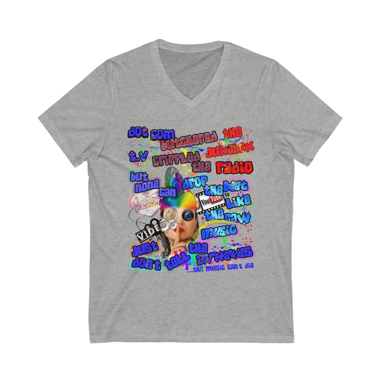 drop the beat - Unisex Jersey Short Sleeve V-Neck Tee