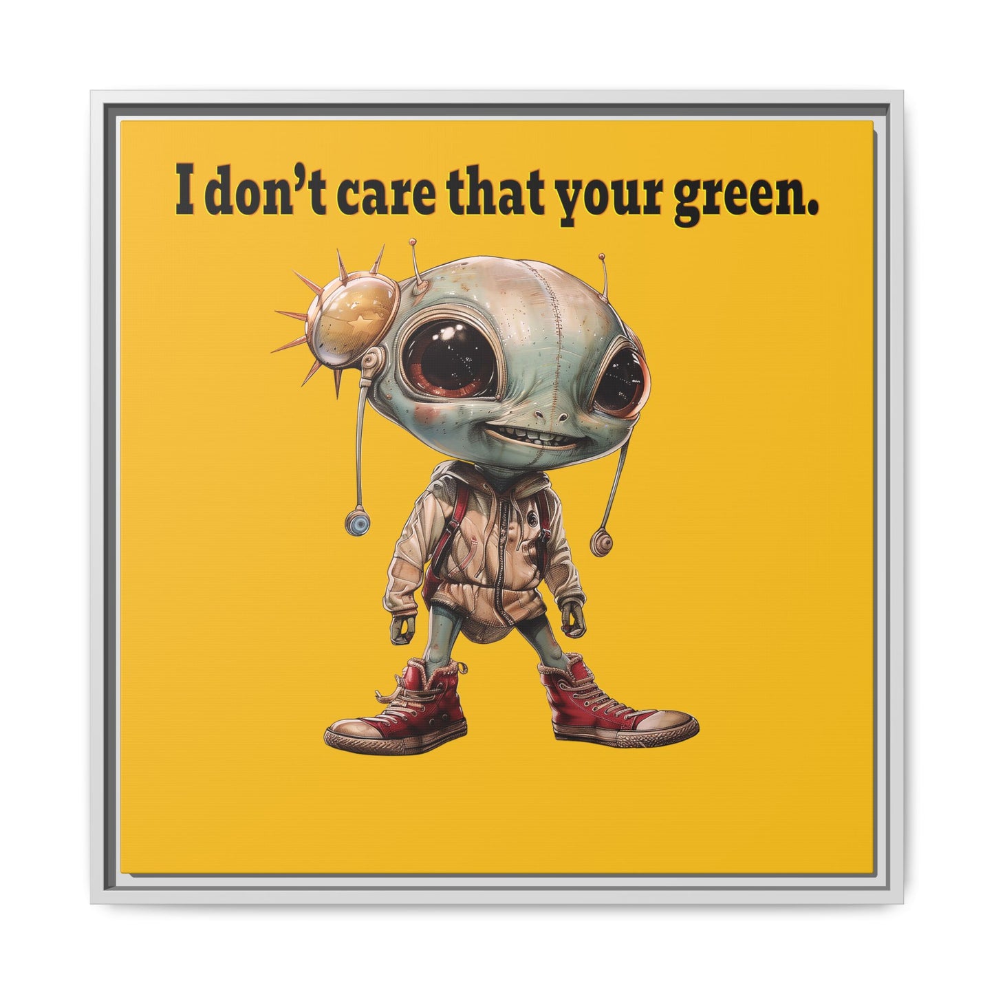 I don't care that your green - framed canvas art (yellow)