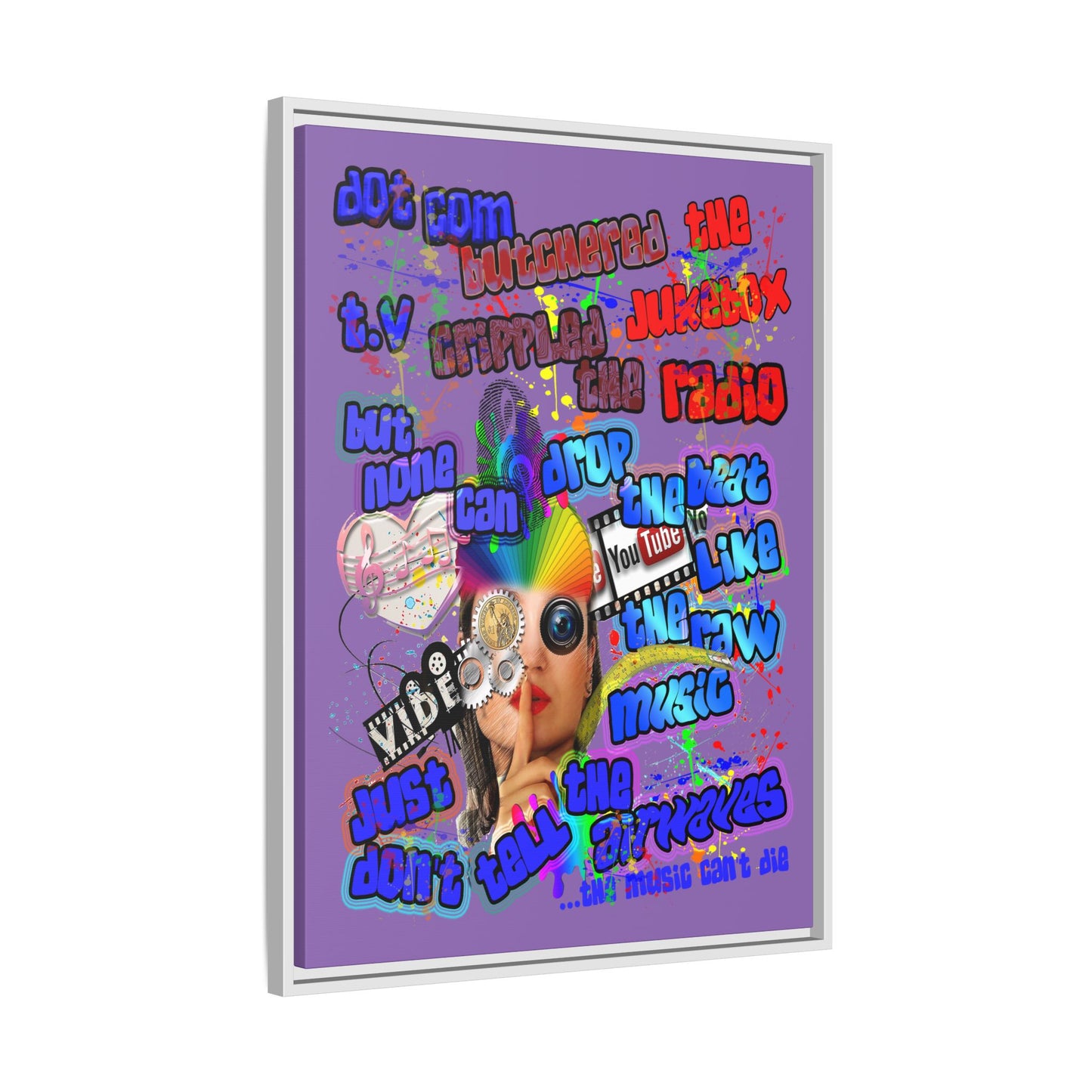 drop the beat - framed canvas art (light purple)