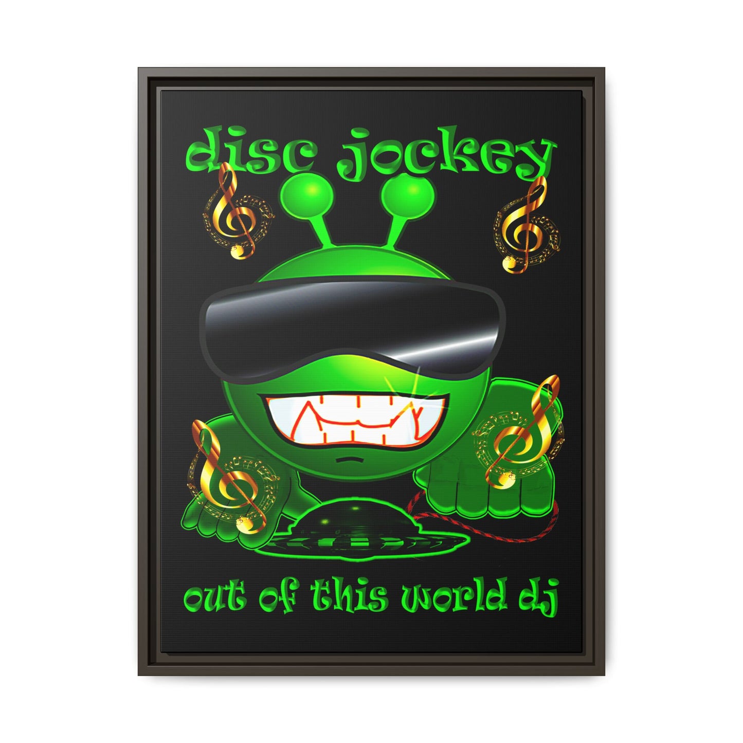disc jockey - framed canvas art (black)