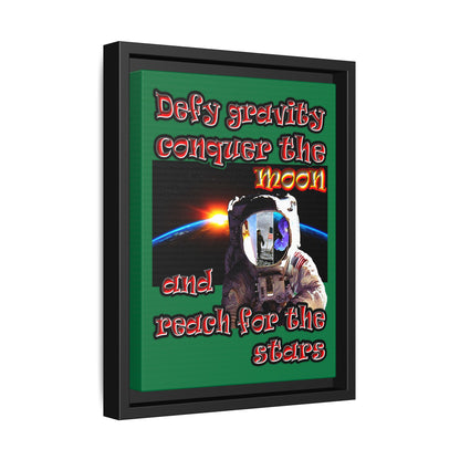 defy conquer reach - framed canvas art (dark green)