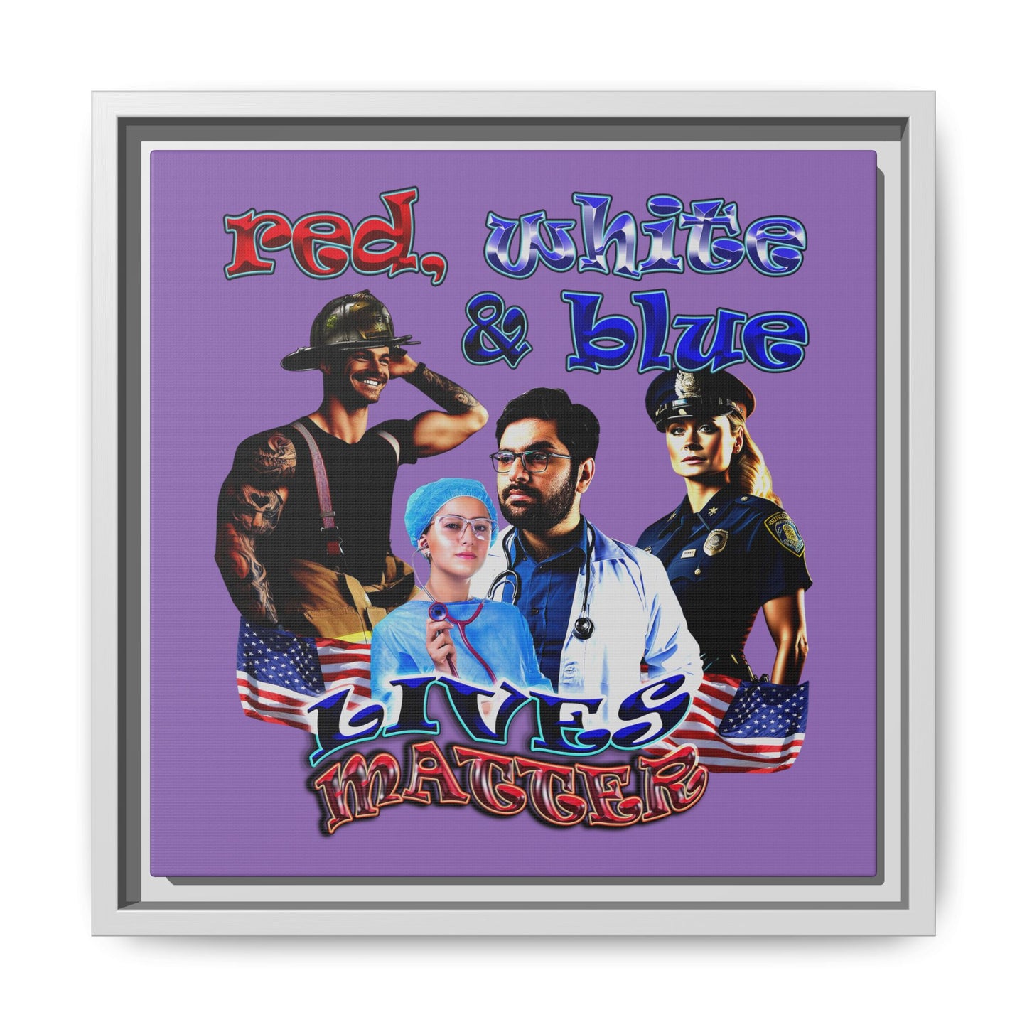 rw&b lives matter - framed canvas art (light purple)