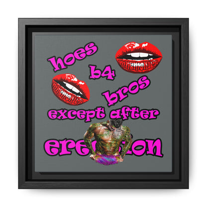 hoes b4 bros - framed canvas art (dark grey)